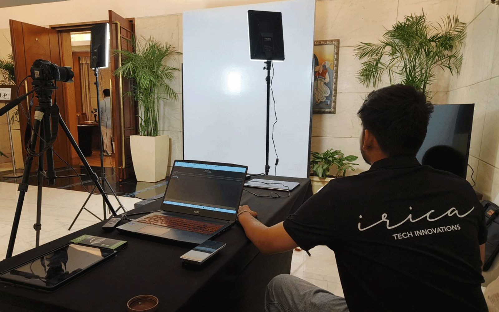 Irica crew running the photobooth setup at Vijaypath