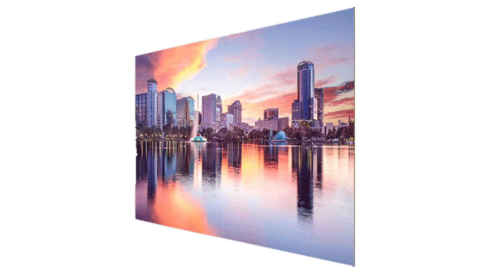 LED wall showing a city skyline
